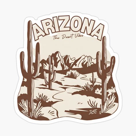 Get my art printed on awesome products. Support me at Redbubble #RBandME: https://www.redbubble.com/i/sticker/Arizona-state-by-Tiawich/163286104.EJUG5?asc=u Desert Stickers, Flag Logo Design, Red Mountains, Arizona Flag, Desert Vibes, Arizona Desert, Flag Logo, Arizona State, Vintage Labels