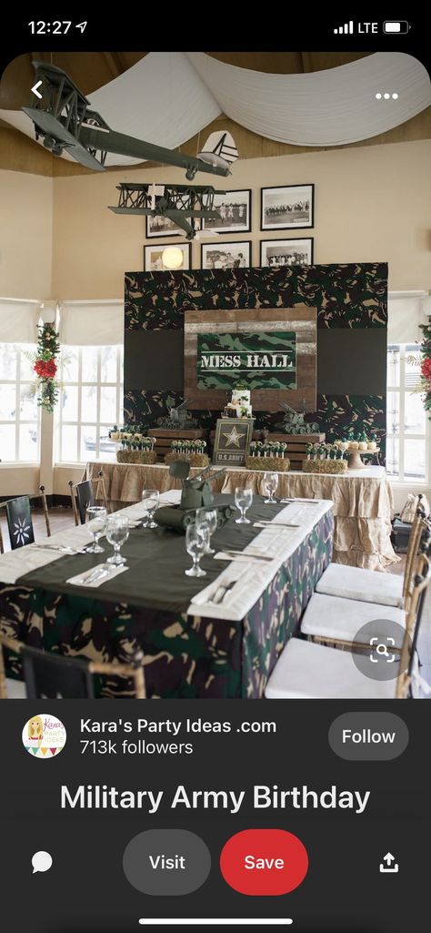 Army Retirement Centerpieces, Army Retirement Party Decorations, Military Ball Decorations, Military Themed Party, Military Centerpiece Ideas, Military Promotion Party, Military Retirement Party Decorations, Military Retirement Party Ideas, 60th Birthday Ideas For Dad