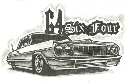 Lowrider Car Drawings Easy, Low Rider Illustration, Lowrider Oldies Drawing, Lowrider Car Drawings, Impala Tattoo Design, Lowrider Tattoo Cars, Lowrider Drawings Easy, Lowrider Sketch, Lowrider Tattoo Designs