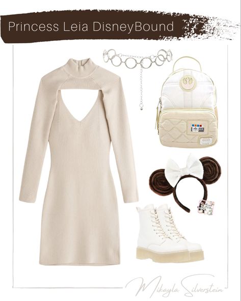 Princess Leia Disney Outfit, Princess Leia Disneybound, Grogu Disneybound, Princess Leia Disney Bound, Leia Disneybound, Dr Marten Outfits, Studio Outfits, Hollywood Studios Outfit, Bounding Outfits