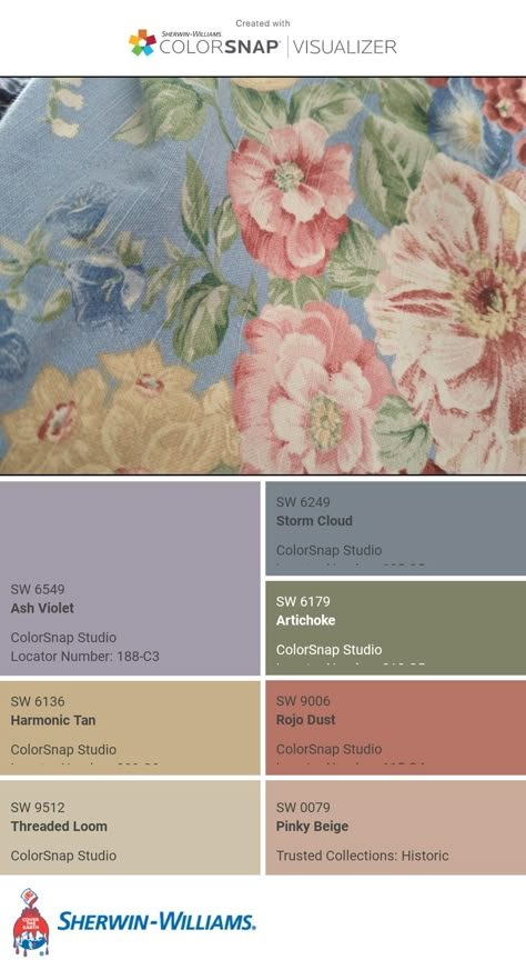 Granny Chic Color Palette, Soft Paint Colors Bedroom, Vintage Cottage Color Palette, Soft Vintage Color Palette, Vintage Garden Color Palette, Cozy Cottage Color Palette, Victorian Era Color Palette, 1940s Color Palette, Color Palette For Room