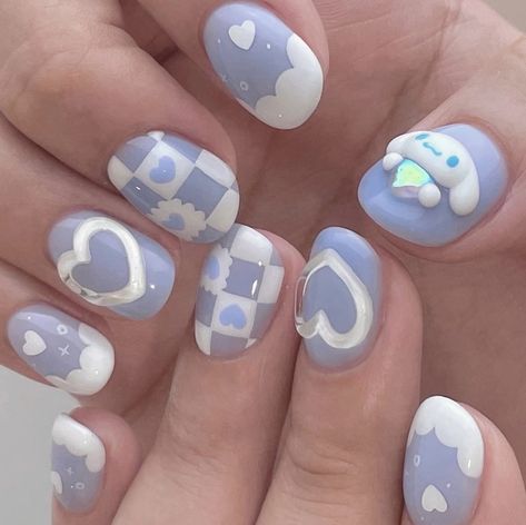 Nail Art Designs Simple Classy, Cinnamoroll Nails, Nail Art Designs Simple, Light Periwinkle, Hello Nails, Hippie Nails, Cute Simple Nails, Beauty Nails Design, Cute Acrylic Nail Designs