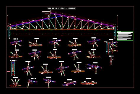 Truss Details DWG Detail for AutoCAD • Designs CAD Steel Trusses, Cad File, Construction Details, Cad Design, Steel Structure, Autocad, Steel Frame, A A, The Unit