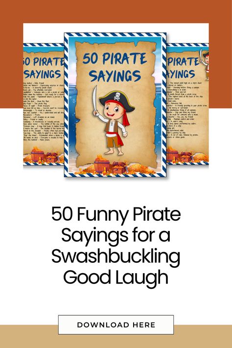 Download 50 Funny Pirate Sayings for a swashbuckling good laugh! Whether you’re hosting a pirate-themed party, teaching in a classroom, or just want to add some humor to your day, these pirate sayings are sure to entertain. Explore more fun resources like #LeafTemplates, #HalloweenTemplates, #PumpkinTemplates, and #AdultColoringBooks for additional creative ideas and inspiration! Pirate Sayings, Fun Printables For Kids, Pirate Quotes, Pirate Signs, Funny Pirate, Party Quotes, Pirate Theme Party, Halloween Templates, Word Board