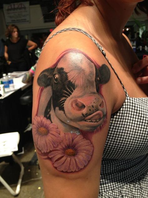 Would I be weird to get a cow tattoo? Dairy farmer probz Cow Tattoos For Women, Cow Tattoo Ideas, Cow Tattoos, Cow Tattoo, Vegan Tattoo, Bull Tattoos, Angel Tattoo Designs, 3d Tattoos, Best Tattoo Designs