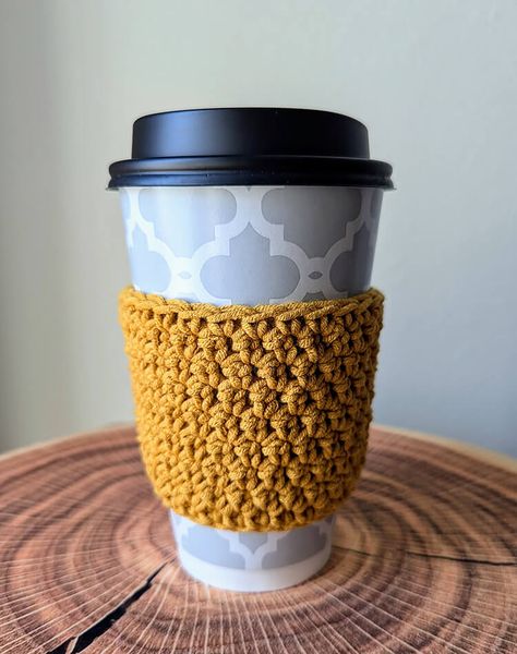 Easy 20-Minute Cup Cozy Crochet Pattern - Beautiful Dawn Designs Simple Crochet Mug Cozy, Crochet Coffee Cup Sleeve Free Pattern, Crochet Drink Cozy Free Pattern, Crochet Can Koozie, Crochet Cup Cozy Free Pattern Coffee Sleeve, Crochet Coffee Sleeve Free Pattern, Crochet Koozie Pattern Free, Coffee Cozy Crochet Pattern Free, Crochet Drink Cozy