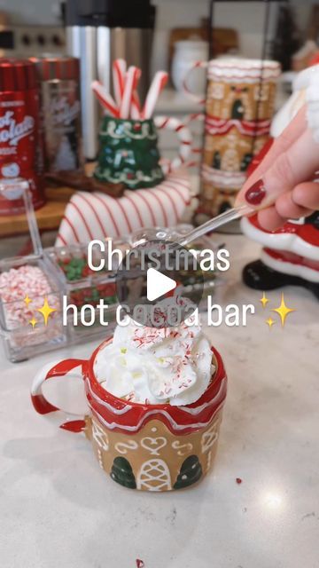 Elaina Zinke on Instagram: "A festive and delicious way to serve hot cocoa for those family (or friend) get togethers! **Comment COCOA to get a link to everything I used 🎅🏻🎄

**Also linked in my LTK (in my bio) under “Christmas Cocoa”🎅🏻🎄

#hotcocoabar #hotchocolatebar #walmartfinds #walmartchristmas #williamssonoma #targetfinds
#holidayhosting #cozychristmas #christmascocoa 
#christmastreats #christmashotchocolate" Hot Chocolate Movie Night, Secret Santa Food Ideas, Pretty Hot Chocolate, Hit Cocoa Bar Ideas, Hot Cocoa Bar Kids, Christmas Hot Chocolate Bar Ideas, Christmas Cocoa Bar Ideas, Coffee Bar Ideas Christmas, Cocoa Bar Station