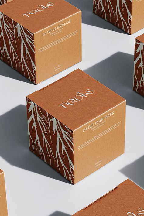 Contemporary Packaging Design, Brand Box Design, Hair Brand Packaging, Nature Packaging Design, Masculine Packaging, Branded Packaging, Nature Inspired Packaging Design, Hair Product Branding, Brown Packaging