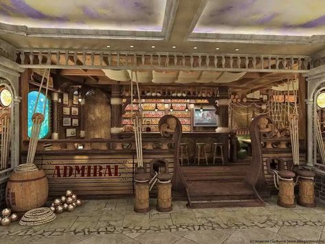 Pirate Playroom, Old West Decor, Pirate Halloween Party, Nautical Bar, Resto Bar, Nautical Interior, Shed Decor, Tiki Bar Decor, Tiki Decor