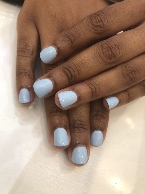 Milky blue by dnd 💅🏽 #gelcolor #gelnails #nomani #gelpolish #dnd @dndgel Dnd Gel Polish Blue Colors, Dnd 031 Milky Blue, Dnd Milky Blue, Dnd Gel Nail Polish Ideas, Dnd Light Blue Gel Polish, Dnd Light Blue, Blue Dnd Gel Polish, Dnd Blue Gel Polish, Milky Blue Nails