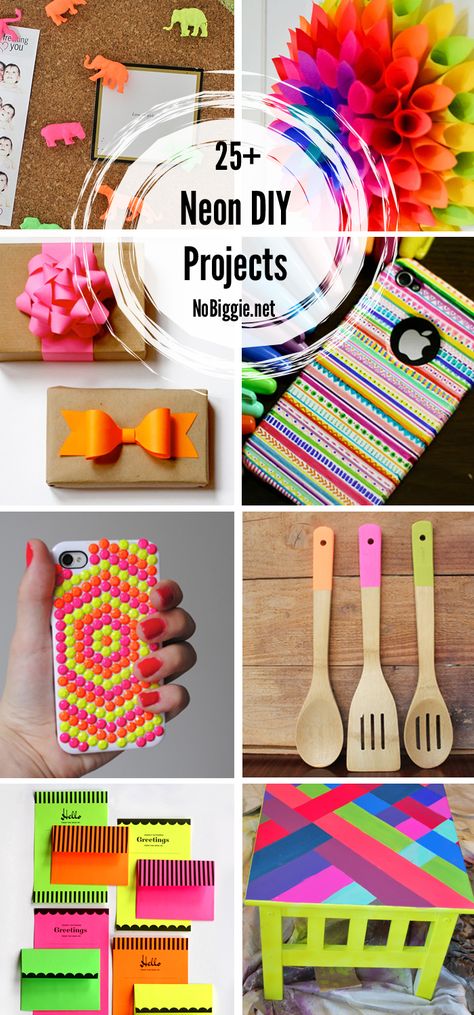 25+ Neon DIY Projects | NoBiggie.net Neon Crafts For Kids, Neon Room Decor, Glow Projects, Market Day Ideas, Neon Crafts, Neon Christmas, August Crafts, Retro Crafts, Winter Dance