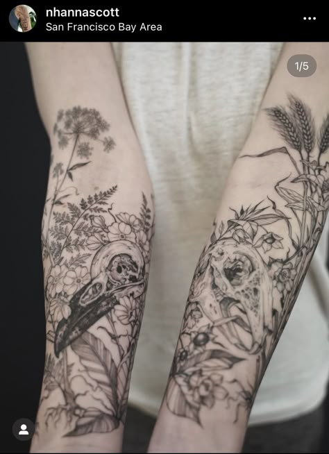 Botanical Sleeve Tattoo Black And White, Scientific Illustration Tattoo Sleeve, Nature Tattoo Sleeve Women, Quarter Sleeve Tattoo, Botanical Tattoo Sleeve, Plant Sleeve, Collage Tattoo, Whimsical Tattoos, Hipster Tattoo