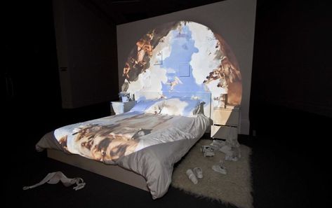 Andrew Morrow “Something Went Wrong in the Bedroom” 2010 Installation view Bed Installation, Projection Installation, Jeju Island South Korea, Projection Mapping, Jeju Island, Scenic Design, In The Bedroom, Arte Inspo, Canadian Art