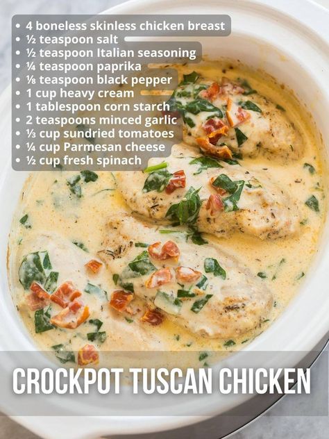 Chicken Breast Slow Cooker Recipes, Crockpot Dinners Easy, Crockpot Tuscan Chicken, Chicken Breast Recipes Slow Cooker, Meals Crockpot, Chicken Breast Slow Cooker, Chicken Breast Crockpot Recipes, Crockpot Chicken Breast, Dinners Easy