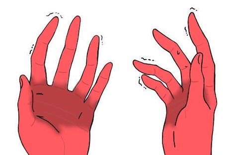 Shaky Hands Drawing, Shaking Hands Drawing Reference, Shaking Hands Drawing, Jordan Li, Hand Positioning, Gloves Drawing, Hands Reference, Hand On Head, Cartoon Eyes Drawing