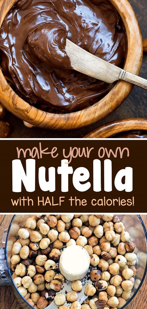 Homemade Nutella Recipes, Nutella Recipe, Chocolate Covered Katie, Homemade Nutella, Homemade Foods, Nutella Recipes, Nut Butters, Healthy Sweets Recipes, Homemade Snacks