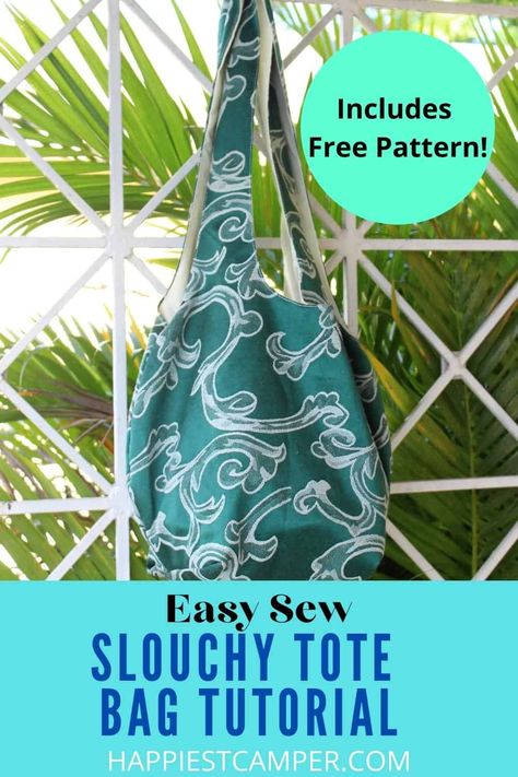 Sewing Small Bags, Sewing Tote Bags Pattern Free, Sling Bag Pattern Free, Hobo Bag Tutorials, Bag Free Sewing Pattern, Slouchy Tote Bag, Boho Bag Pattern, Sling Bag Pattern, Tote Bag Sewing