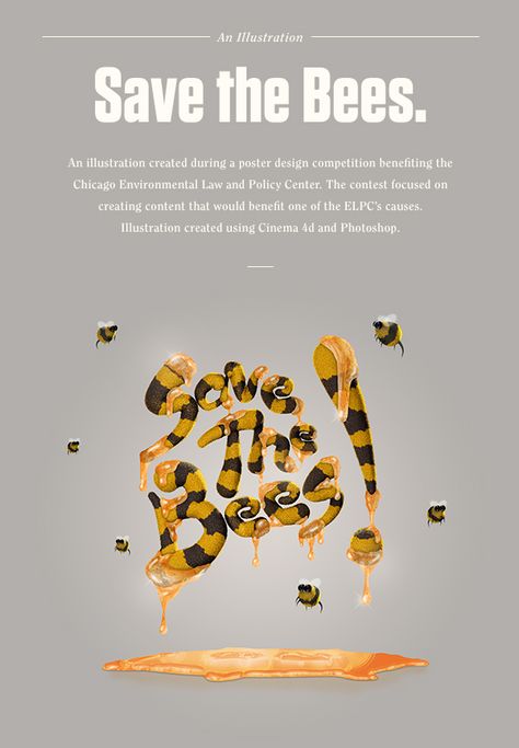 Save The Bees Illustration on Behance Bees Illustration, Poster Design Competition, Environmental Law, Bee Illustration, 광고 디자인, Inspirational Typography, Elements And Principles, Stall Designs, Creative Typography