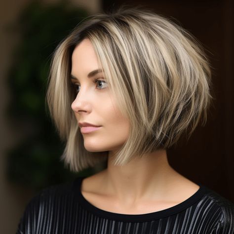 Fun Hairstyles For Women Over 40, Short Choppy Bobs For Thick Hair, Tapered Bob Haircut Short, Bubble Bob Haircut, Sharp Bob Haircut, Short Layered Bob With Bangs, Short Bob Haircuts With Bangs, Wispy Layers, Hairstyles 2024