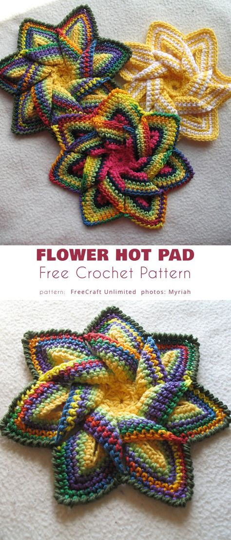 Varigated Crochet Patterns Free, Quick Crochet Projects Free Pattern, Danish Heart, Mexican Crochet, Cloth Craft, Crochet Potholder, Crochet Potholder Patterns, Crochet Hot Pads, Coaster Pattern