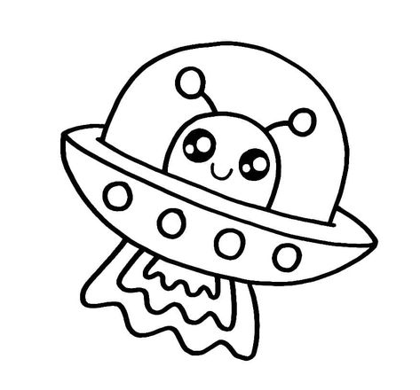 Very Cute Alien coloring page Alien Outline, Alien Coloring Pages, Space Coloring Sheet, Rainbow Fish Coloring Page, Teaching Plants, Alien Ideas, Octopus Coloring Page, Spider Coloring Page, Paper Squishy