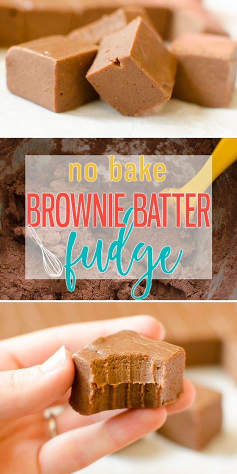 No Bake Brownie Batter, Fudge Ideas, Brownie Easy, Flavored Fudge, Brownie Cookie Dough, Fudge Christmas, Nobake Dessert, Edible Ideas, Cooking With Karli