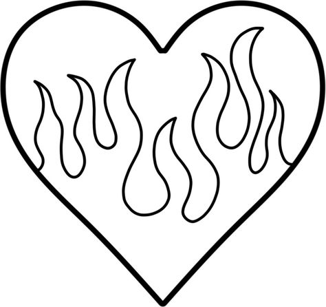 Heart Line Drawing, Heart With Flames, Heart Line, Flaming Heart, Line Drawing, Fondant, Gif, Tattoos, Drawings