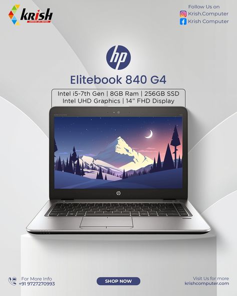 Looking for a reliable business laptop? The HP EliteBook 840 G4, equipped with Intel i5-7th Gen, 8GB RAM, 256GB SSD, Intel UHD Graphics, and a 14” FHD Display, is your perfect partner for productivity. Get yours today! Visit krishcomputer.com or call +91 9727270993 for more details. [Krish Computer, EliteBook 840 G4, business laptop, productivity, reliable laptops, Intel i5, SSD storage, FHD display, tech solutions, laptop deals] #KrishComputer #EliteBook840G4 #BusinessLaptop #LaptopDeals... Laptop Deals, Hp Elitebook, Business Laptop, Perfect Partner, Ram, Laptop, Computer