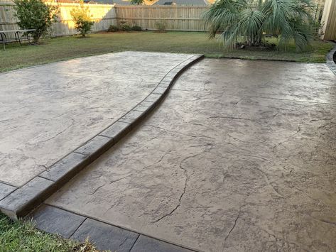 Slate Concrete Stamp, Brickform Concrete Colors, Backyard Cement, Stamped Cement, Slate Stamped Concrete, Stoop Ideas, Stamped Concrete Colors, Stamped Concrete Patterns, Stamped Concrete Walkway