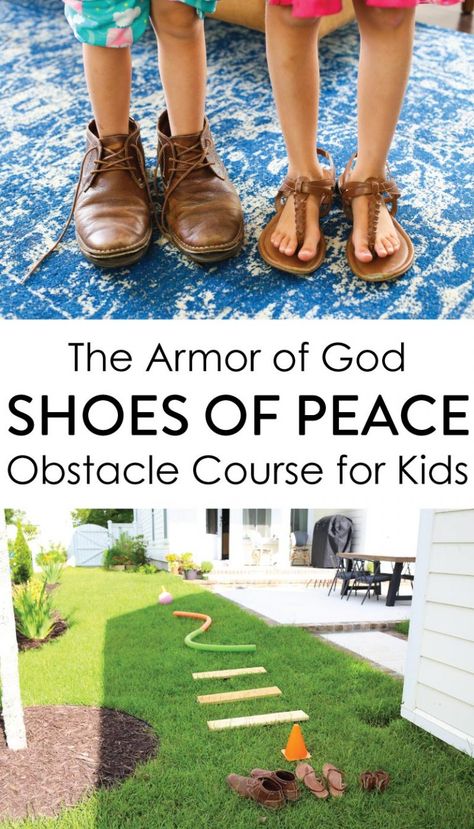 Shoes Of Peace Armor Of God Craft, Bible Obstacle Course, Gospel Of Peace Shoes Craft, Shoes Of Peace Armor Of God, Armor Of God Activities For Kids, Shoes Of Peace Craft, Armor Of God Crafts For Kids, Armor Of God Object Lesson, Armor Of God Crafts