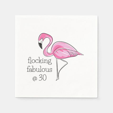 Fabulous At 50, Funny Cocktail Napkins, Funny Cocktails, Baby Shower Napkins, 50th Birthday Funny, Friends Party, Personalized Baby Shower, Party Napkins, Pink Flamingo