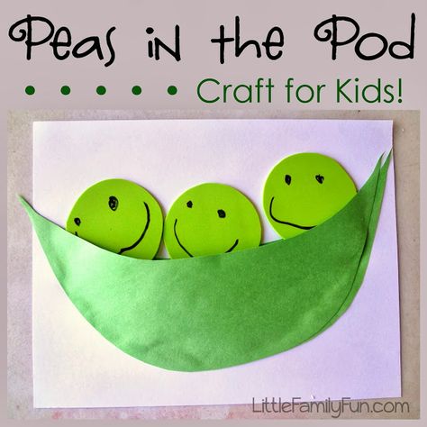 Pea Pod craft for kids! Fun, easy, and interactive! :) Vegetable Crafts, Garden Crafts For Kids, Storytime Crafts, Fruit Crafts, Spring Crafts For Kids, Peas In A Pod, Daycare Crafts, Little Family, Toddler Art