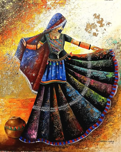 Indian Dance Paintings Canvas, Rajasthani Culture Art, Rajasthani Dance Painting, Rajasthani Culture Paintings, Rajasthani Traditional Paintings, Folk Dance Drawing, Rajasthani Lady Painting, Rajasthani Art Paintings, Rajasthani Illustration