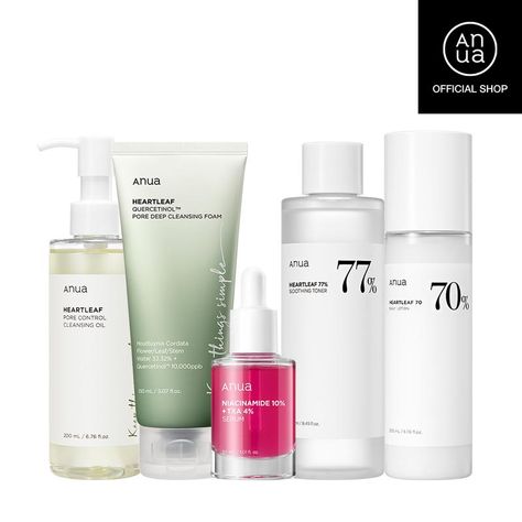 [Anua Official Shop] Ultimate Skincare Routine Set ( Cleansing oil   Facial Foam Cleanser  Toner   anuadarkspotsserum   Moisturizer),  Hydrating Korean Skincare Anua Skincare Set, Anua Skincare Routine, Discoloration Serum, 2024 Wishlist, Skin Care Cleanser, Oil Skin Care, Oil Cleanser, Face Lotion, Clean Pores