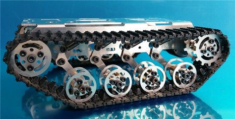 RC Tank Car Chassis with Shock Absorber Aluminum Alloy Traced Vehicle Track Crawler Caterpillar Experiment Platform Servo DIY Afrika Corps, Robots Tanks, Traction Motor, Diy Arduino, Go Kart Plans, Tamiya Models, Metal Robot, Robot Parts, Diy Go Kart