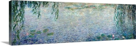 Waterlilies: Morning with Weeping Willows Wall Art, Canvas Prints, Framed Prints, Wall Peels | Great Big Canvas Long Paintings Horizontal, Paintings Horizontal, Pond Painting, Claude Monet Paintings, Monet Paintings, Weeping Willow, Framed Oil Painting, Oil Painting Flowers, Impressionist Paintings