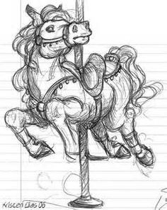 Carousel Drawing, Carousel Tattoo, Carousel Art, Tattoo Cool, Carousel Horse, Horse Drawing, Pony Drawing, Arte Sketchbook, Animal Sketches