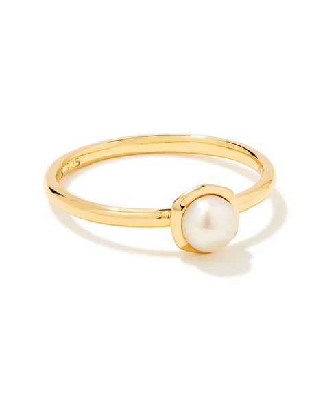 With its smooth hexagonal frame and gorgeous cultured freshwater pearl, the Davie Pearl 18k Gold Vermeil Band Ring in White Pearl is an instant classic. Pair it with other pearl pieces for a coordinated look or wear it with your favorite rings for an eclectic stack. Metal 18k Yellow Gold Vermeil What is Vermeil? Vermeil (that’s pronounced ver-may) is a gold plating technique that dates back to the 19th century. While other jewelers plate over less durable metals, our vermeil starts with a Sterli Metallic Rings, Preppy Jewelry, Jewelry Accessories Ideas, Jewelry Lookbook, Demi Fine Jewelry, New Jewelry, Girly Jewelry, Jewelry Inspo, Favorite Rings