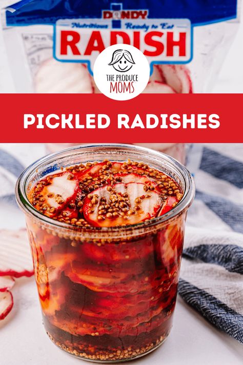 Pickled Radishes Pickled Radish Recipe, Radish Recipe, Kid Friendly Appetizers, Apple Cider Vinegar Water, Pickled Radish, Radish Recipes, Pickled Radishes, Farm Fresh Recipes, Pickled Red Onions