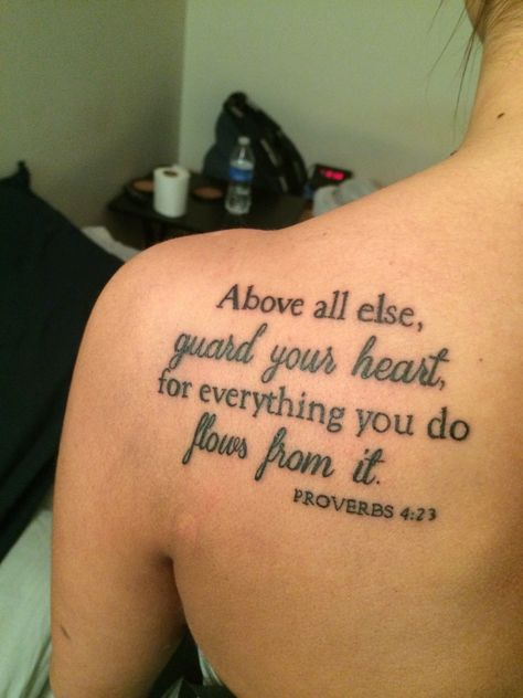 Above All Else Gaurd Your Heart Proverbs 4 23 Tattoo, Bible Verse Stomach Tattoo, Proverbs 4 23 Tattoo Ideas, Proverbs Tattoo Women, Proverbs 4 23 Tattoo, Trust God Tattoo, Proverbs Tattoo, Biblical Tattoos For Women Sleeve, 23 Tattoo