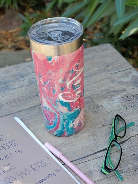 hydro dipped tumbler Yeti Cup Personalized, Personalized Yeti, Personalize Yeti, How To Make Glitter, Aluminum Can Crafts, Kids Handwriting, Yeti Cups, Glitter Tumbler Cups, Yeti Cup