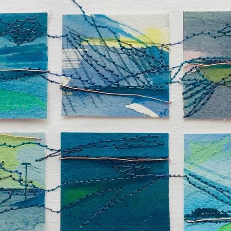 Sal Kheng on Instagram: "Watercolour, stitch and copper wire. A times nine landscape study." Landscape Study, Mixed Media Collage, Copper Wire, Mixed Media, Copper, Collage, Media, On Instagram, Instagram