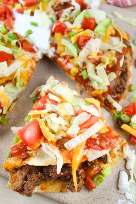 Air Fryer Taco Pizza, Taco Pizza With Refried Beans, How To Fry Tortillas, Air Fryer Tacos Flour Tortillas, Air Fryer Mexican Pizza, Taco Bell Refried Beans Recipe, Ways To Use Ground Beef, Flour Tortilla Pizza, Ground Beef Refried Beans