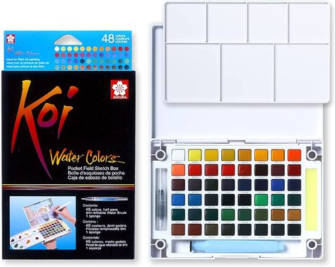 Sakura Koi Watercolor Pocket Field Sketch Set with Brush, 48 Blendable Colors XNCW-48N : Amazon.ca: Home Sakura Koi Watercolor, Posh Lifestyle, Field Sketch, Gouache Paint Set, Koi Watercolor, Watercolor Cake, Water Poster, Acrylic Paint Brushes, Watercolor Kit