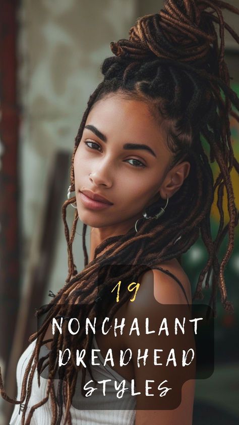 Looking to redefine your dreadhead look? Click for 19 nonchalant and effortlessly cool dreadhead styles. 🌟💆‍♂️✨ #Dreadhead #HairStyle #NonchalantLooks #CoolDreads #StyleInspiration Dread Hair Styles For Women, Hairstyles For Long Dreads, Styling Dreadlocks For Women, Simple Dreadlocks Styles, Easy Dreadlock Hairstyles, Synthetic Dreads Styles, Dreads Hairstyle For Women, Partial Dreads Hairstyles, Older Woman Dreadlocks