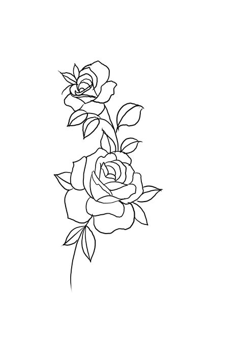 Low Hip Tattoo, Side Thigh Tattoos Women Simple, Easy Thigh Tattoos, Simple Rose Tattoos, Side Thigh Tattoos Women, Side Leg Tattoo, Floral Outlines, Small Thigh Tattoos, Rose Tattoo Stencil