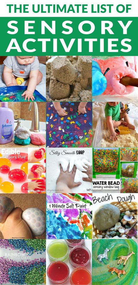 The Ultimate List of Sensory Activities for Kids Dayhome Ideas, Recreational Therapy, Sensory Activities For Preschoolers, Table Activities, Sensory Tubs, Sensory Therapy, Diy Montessori, Sensory Ideas, Sensory Activities Toddlers