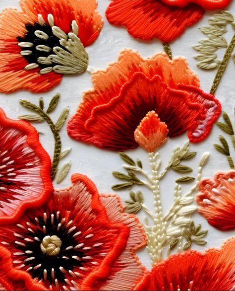 wil poppy detailed embroidery design from local meadow Embroidery Poppy Flower, Embroidery Poppies, Embroidery Poppy, Poppy Crafts, Embroidery Wallpaper, Poppy Embroidery, Poppy Craft, Floral Meadow, Detailed Embroidery