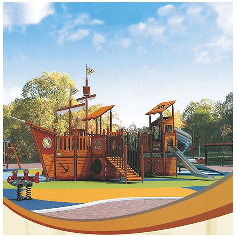 Pirate Ship Customized Playground Equipment For Sale With Factory Prices_Happy Island Nautical Playground, Boat Playground, Pirate Playground, Neighborhood Design, Kids Play Spaces, Commercial Playground Equipment, Master Planning, Playground Ideas, Island Theme