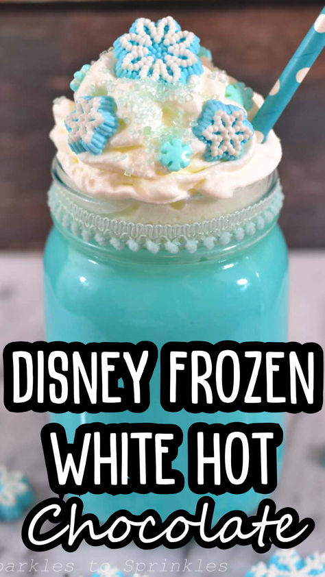 Transform your kitchen into a winter wonderland with Disney’s Frozen White Hot Chocolate! This enchanting drink is inspired by the icy beauty of Elsa’s world and is the perfect treat for fans of the beloved Frozen franchise. Olaf Hot Chocolate, Disney Non Alcoholic Drinks, Winter Themed Treats, Frozen Tea Party Birthday, Kids Holiday Drinks, Blue Snack Ideas, Disney Breakfast Ideas, Winter Recipes For Kids, Frozen Crafts For Kids